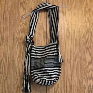 Colombia Hobo Bag By Stex Cott Blend Striped Crossbody Shoulder Bag Black White